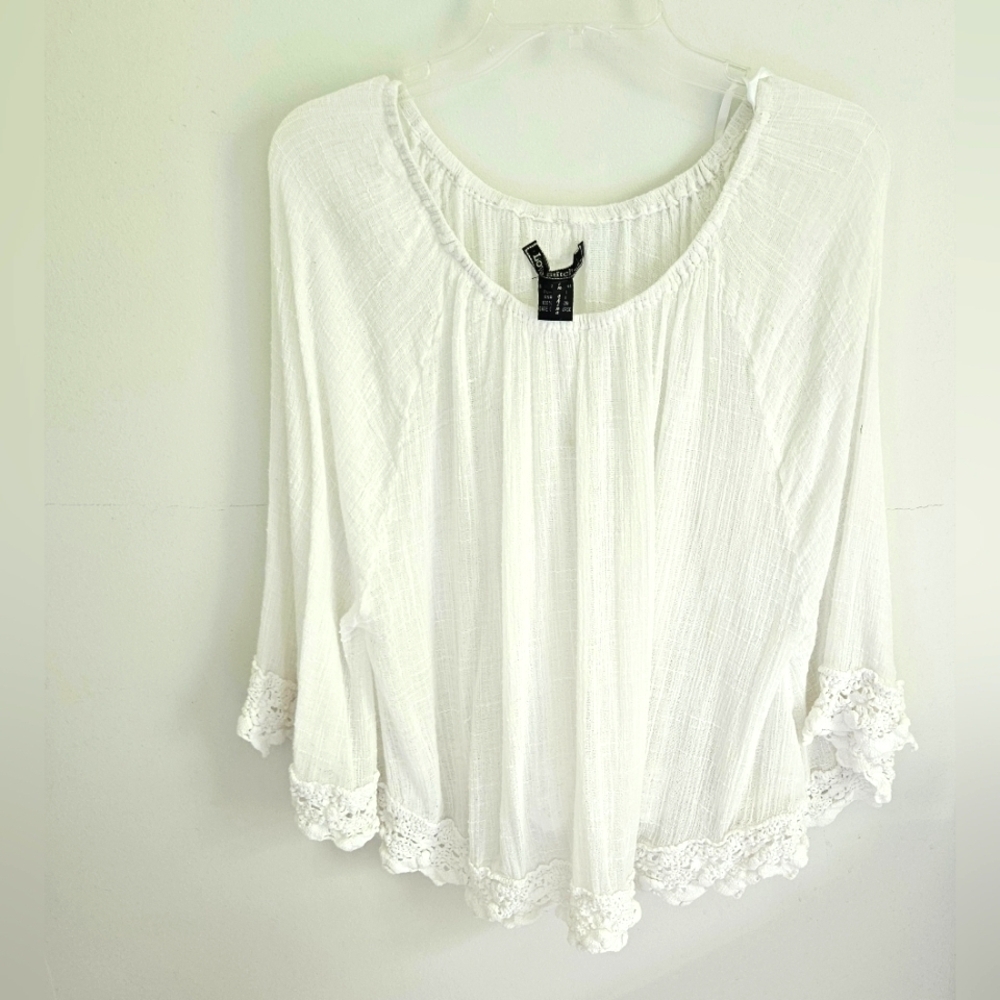 Love Stitch Gauze Poncho Style Top Swim Cover